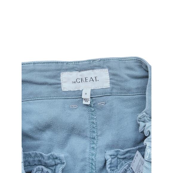 The GREAT. Blue Cotton Tencel Pants Casual Blue 0 Minimal Quiet Luxury Versatile - Picture 5 of 6